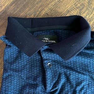 Classic Rodd & Gunn Polo Shirt Blue & Black Patterned Knit. XL Short Sleeve
